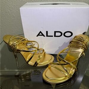 Aldo Metallic Gold Strappy Heels
